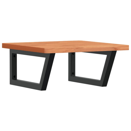 VidaXL vidaXL Basin Shelf Wall Mounted Bathroom Countertop Steel and Solid Wood Beech 1