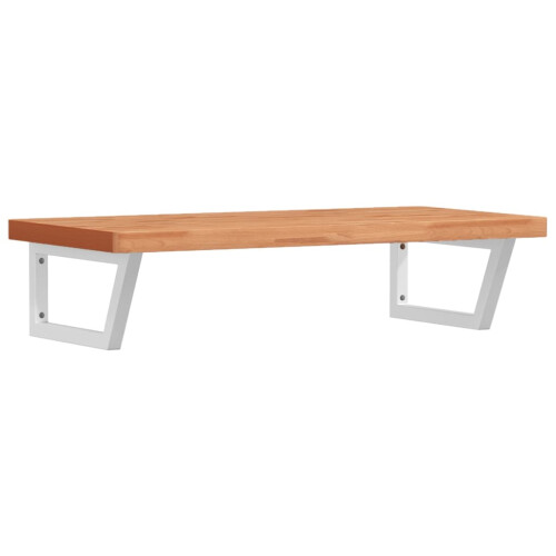 VidaXL vidaXL Basin Shelf Wall Mounted Bathroom Countertop Steel and Solid Wood Beech 1