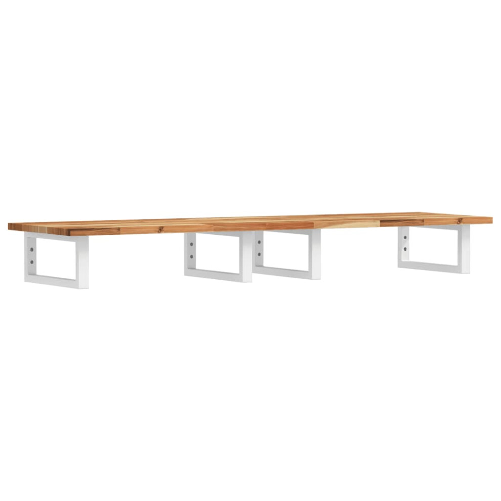 Vidaxl Basin Shelf Wall Mounted Bathroom Countertop Steel & Solid Wood Acacia