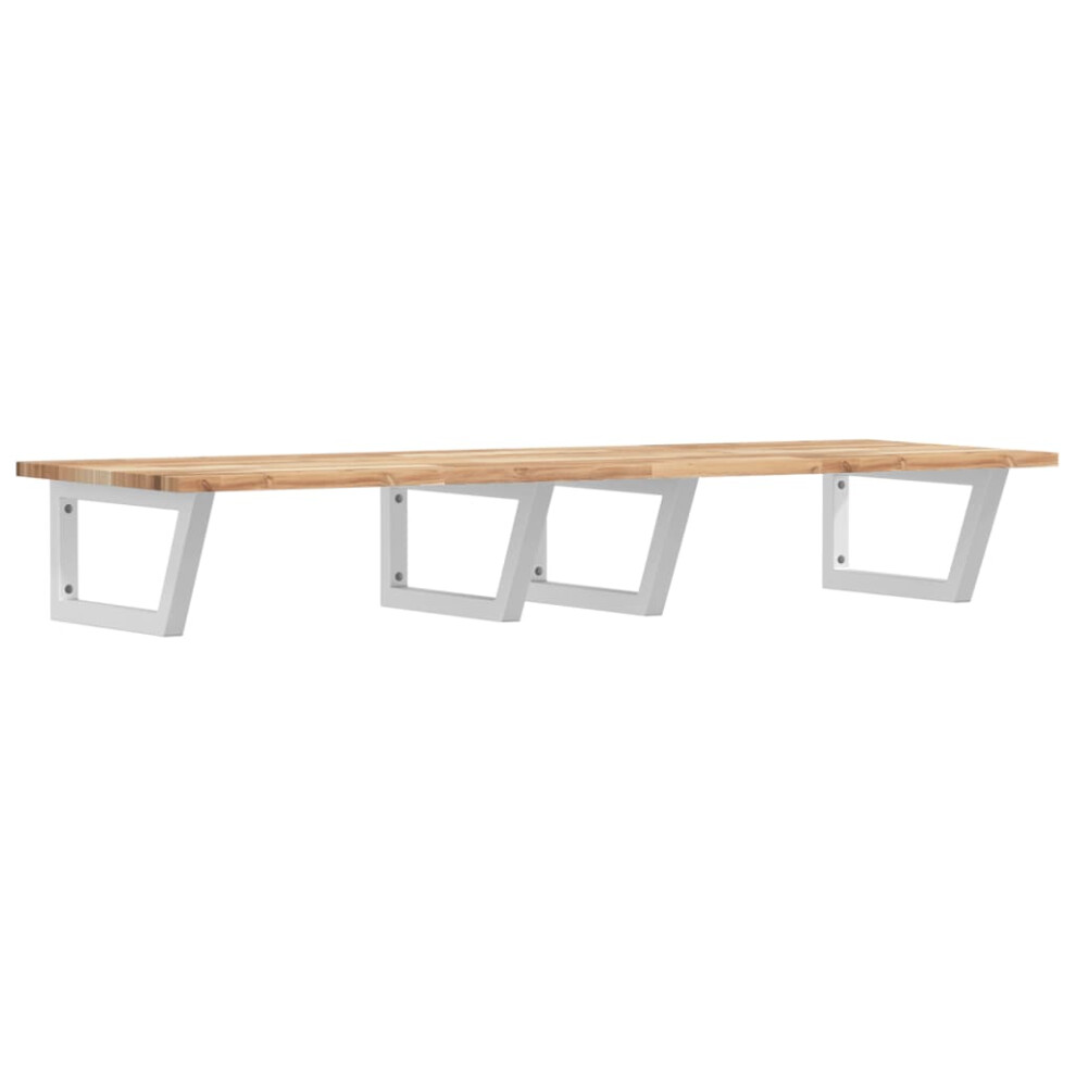 Vidaxl Basin Shelf Wall Mounted Bathroom Countertop Steel & Solid Wood Acacia