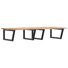 vidaXL Basin Shelf Wall Mounted Bathroom Countertop Steel & Solid Wood Acacia