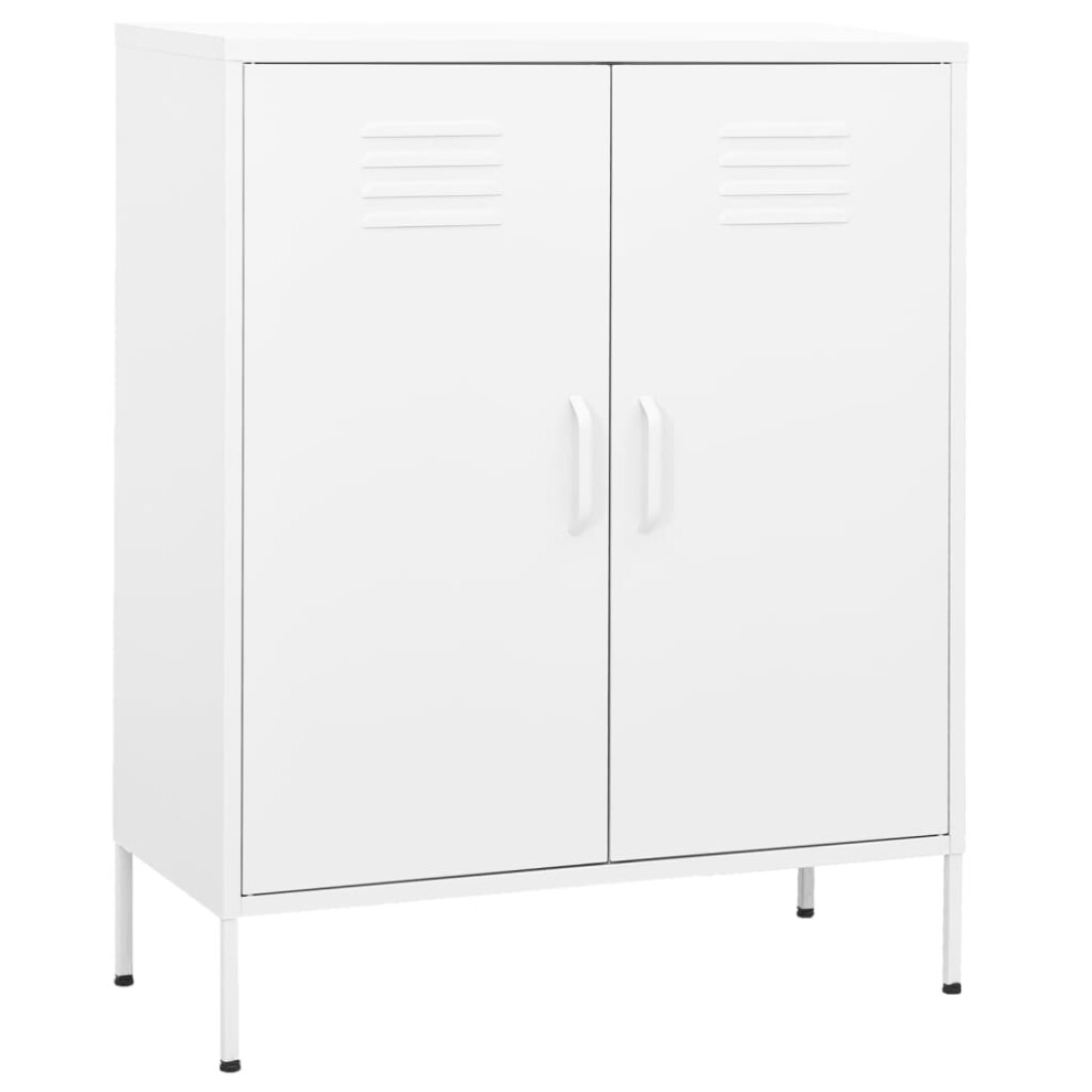 Vidaxl Storage Cabinet White Steel Living Room Sideboard Cupboard Bookcase