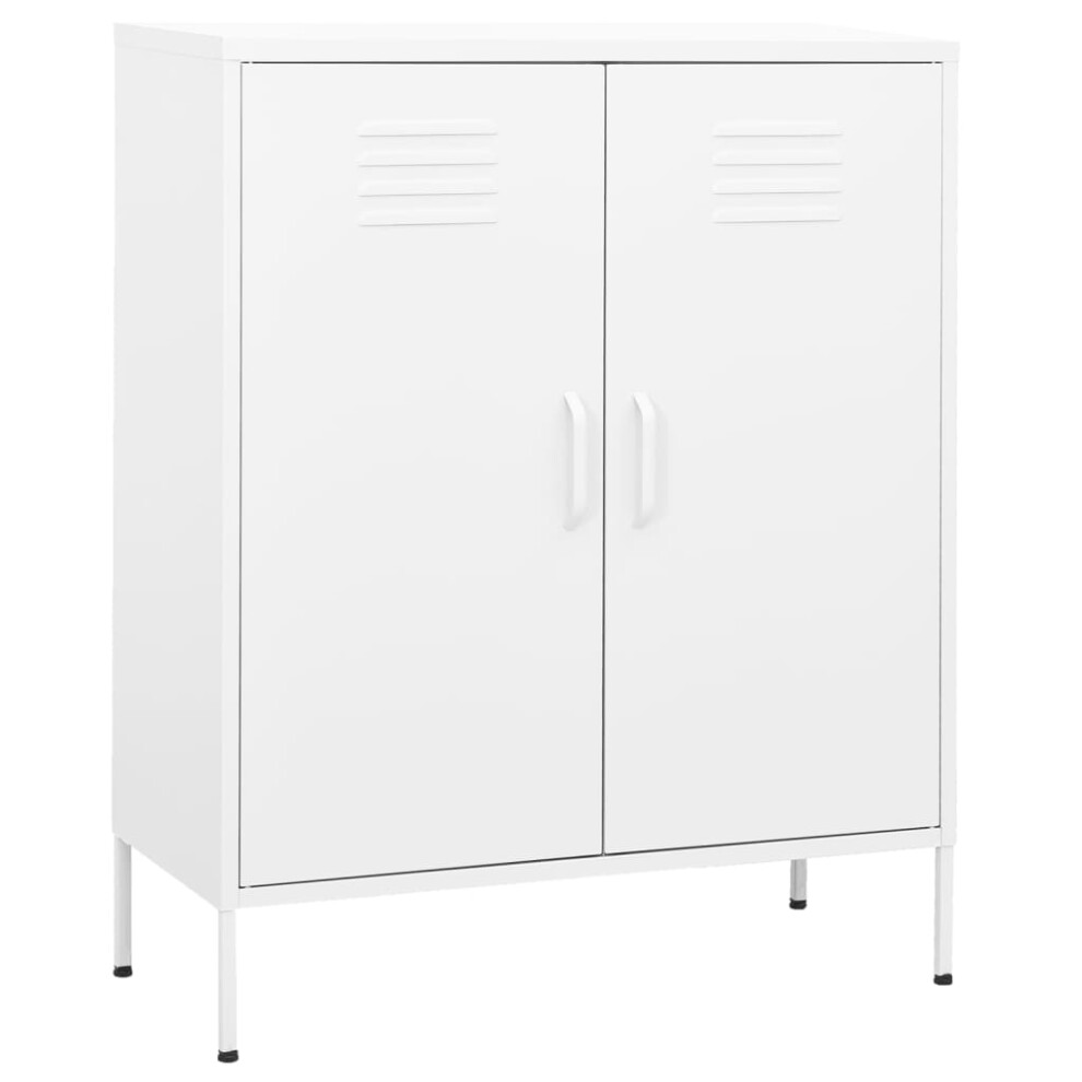 vidaXL Storage Cabinet White Steel Living Room Sideboard Cupboard Bookcase