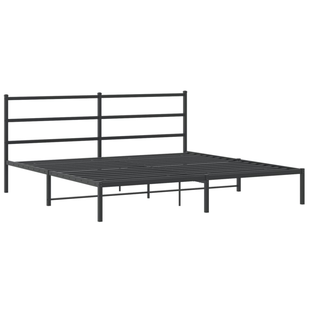 vidaXL Metal Bed Frame with Headboard Mattress Foundation Black 200x200 cm