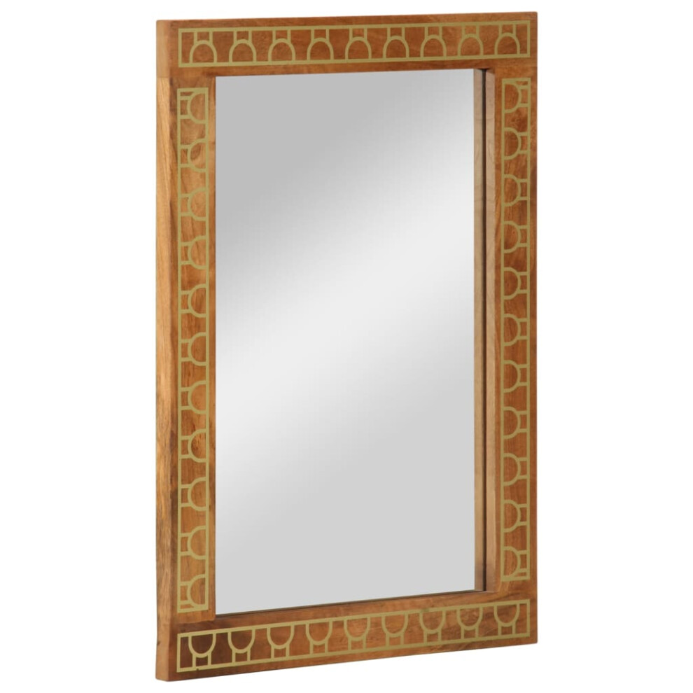 vidaXL Bathroom Mirror Make up Wall Mounted Mirror Solid Wood Mango and Glass