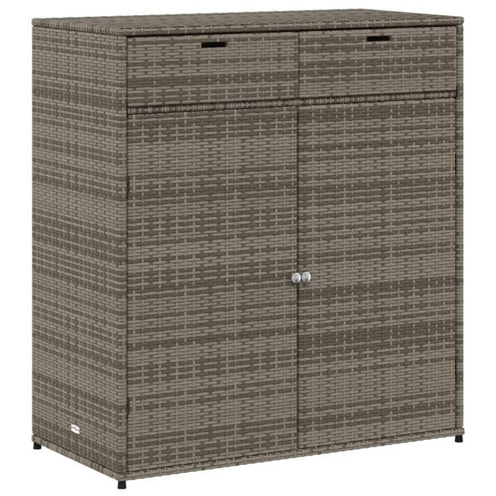 vidaXL Garden Storage Cabinet Outdoor Storage Box Cupboard Grey Poly Rattan