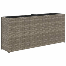 vidaXL Garden Planter with 2 Pots Flower Pot Planter Pot Grey Poly Rattan