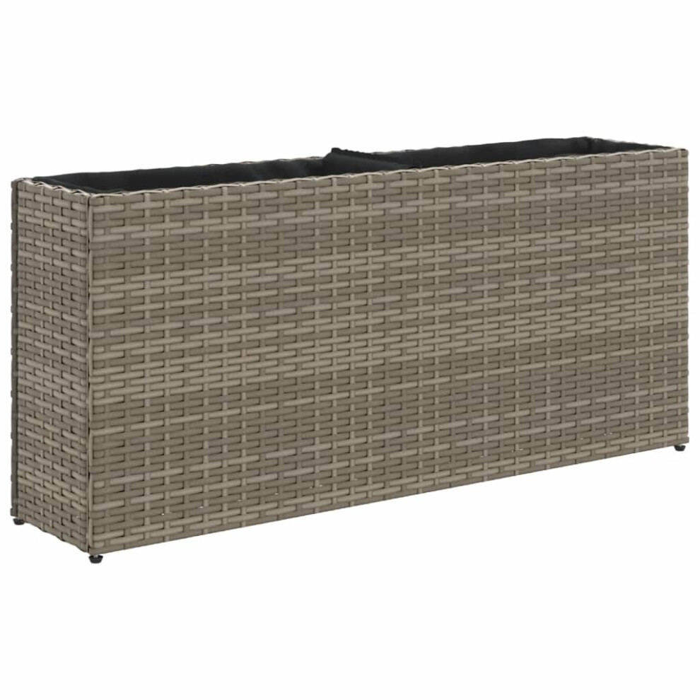 Vidaxl Garden Planter With 2 Pots Flower Pot Planter Pot Grey Poly Rattan