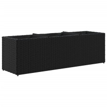 vidaXL Garden Planter with 3 Pots Flower Pot Planter Pot Black Poly Rattan