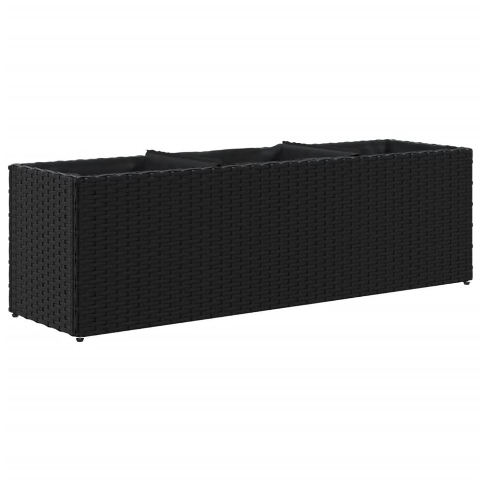 Vidaxl Garden Planter With 3 Pots Flower Pot Planter Pot Black Poly Rattan