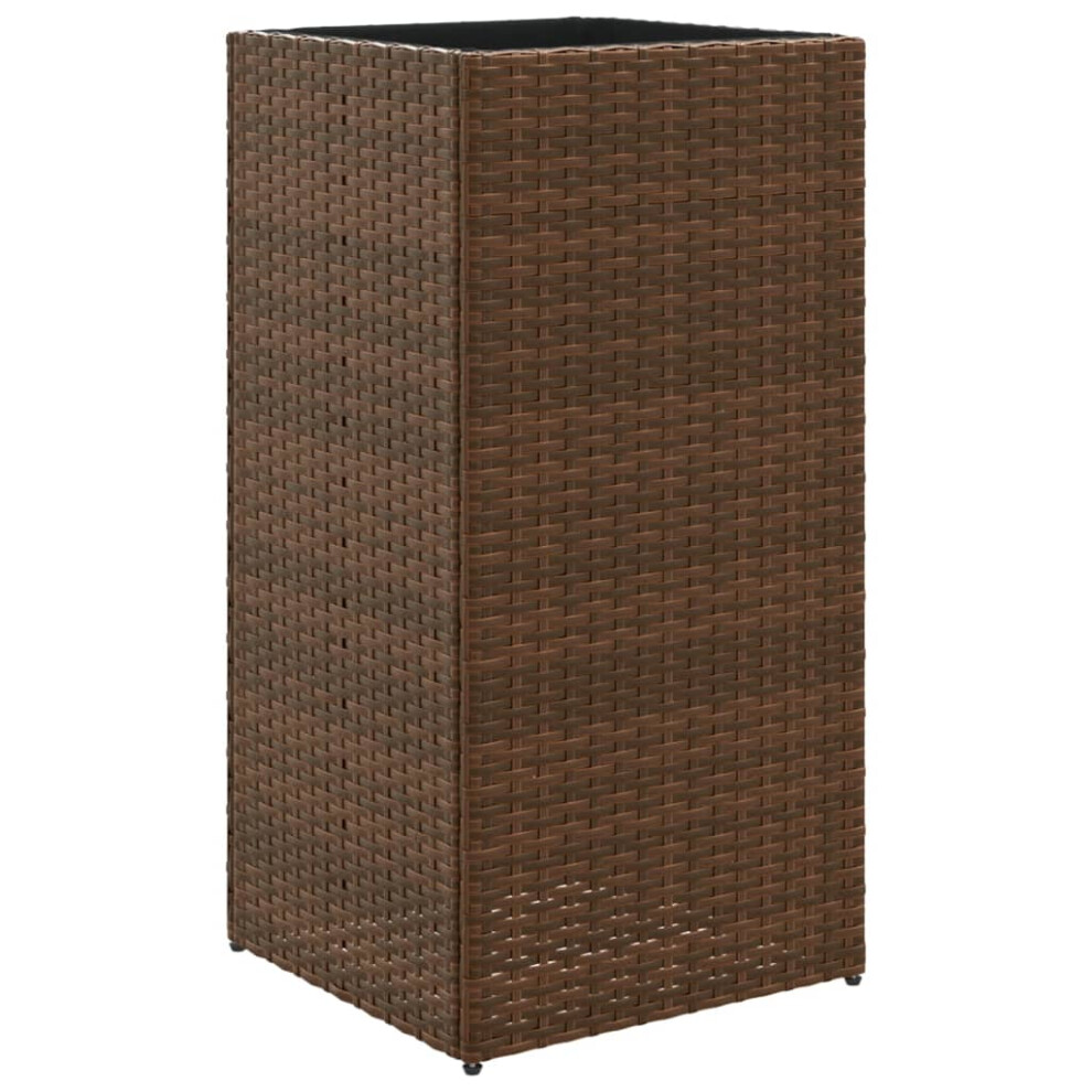 Vidaxl Garden Planter Outdoor Flower Pot Patio Planter Pot Brown Poly Rattan