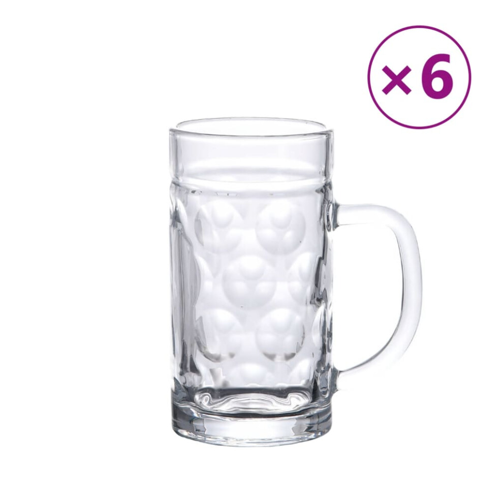 vidaXL Beer Mugs with Handle Glass Tumbler Beer Glasses Glass 6 pcs 500 ml