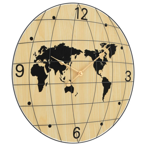 VidaXL vidaXL Wall Clock Quartz Round Wall Clock Yellow and Black Engineered Wood 2