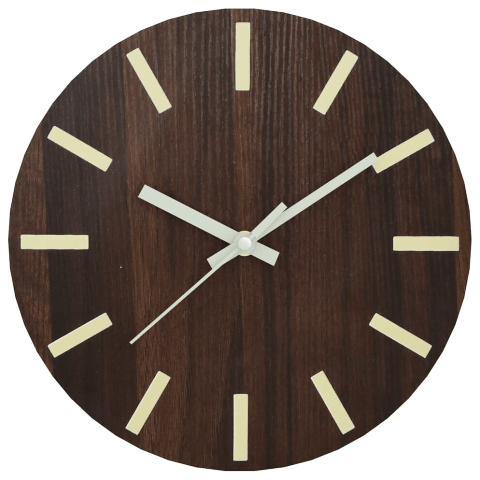 vidaXL Wall Clock with Luminous Scales and Pointers Round Wall Clock Brown