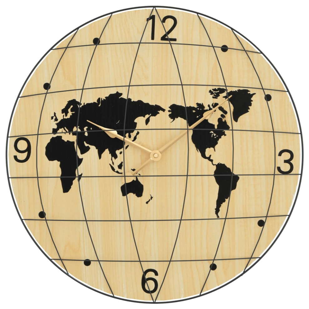 vidaXL Wall Clock Quartz Round Wall Clock Yellow and Black Engineered Wood