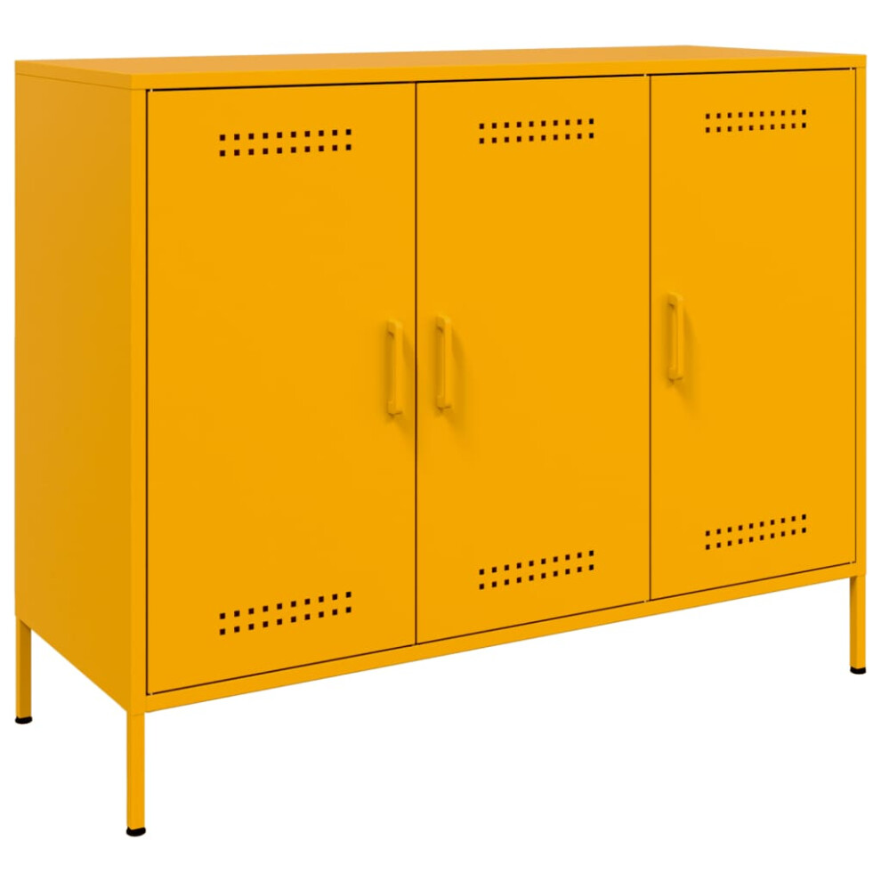 vidaXL Sideboard Cupboard Cabinet Highboard Mustard Yellow Cold-rolled Steel