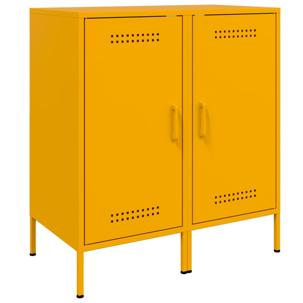 vidaXL Sideboards Cupboard Side Cabinet 2 pcs Mustard Yellow Cold-rolled Steel