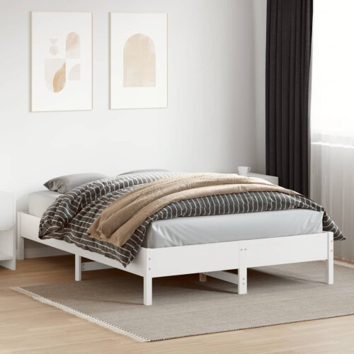 VidaXL vidaXL Bed Frame Bed Base Bedstead White 150x200 cm King Size Solid Wood Pine 2