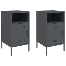 vidaXL Bedside Cabinets Nightstand Bed Table Side Table 2 pcs Anthracite Steel