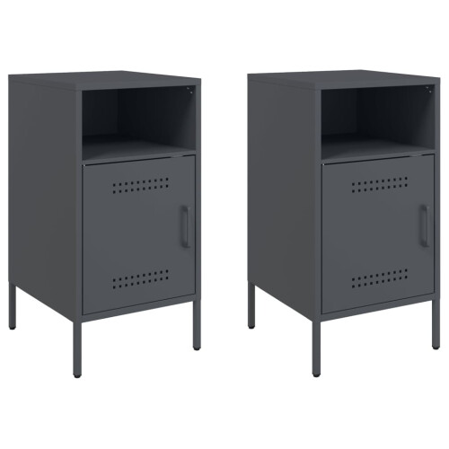 VidaXL vidaXL Bedside Cabinets Nightstand Bed Table Side Table 2 pcs Anthracite Steel