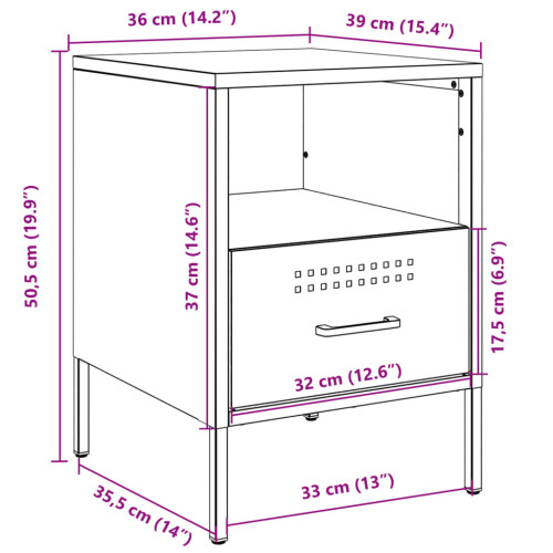 VidaXL vidaXL Bedside Cabinets Nightstand Bed Table Side Table 2 pcs Anthracite Steel 2