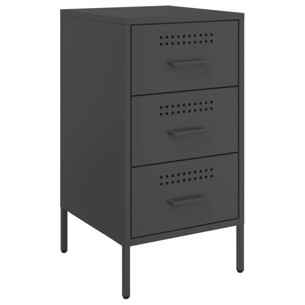 vidaXL Bedside Cabinet Bedroom Nightstand Bed Table Black Cold-rolled Steel