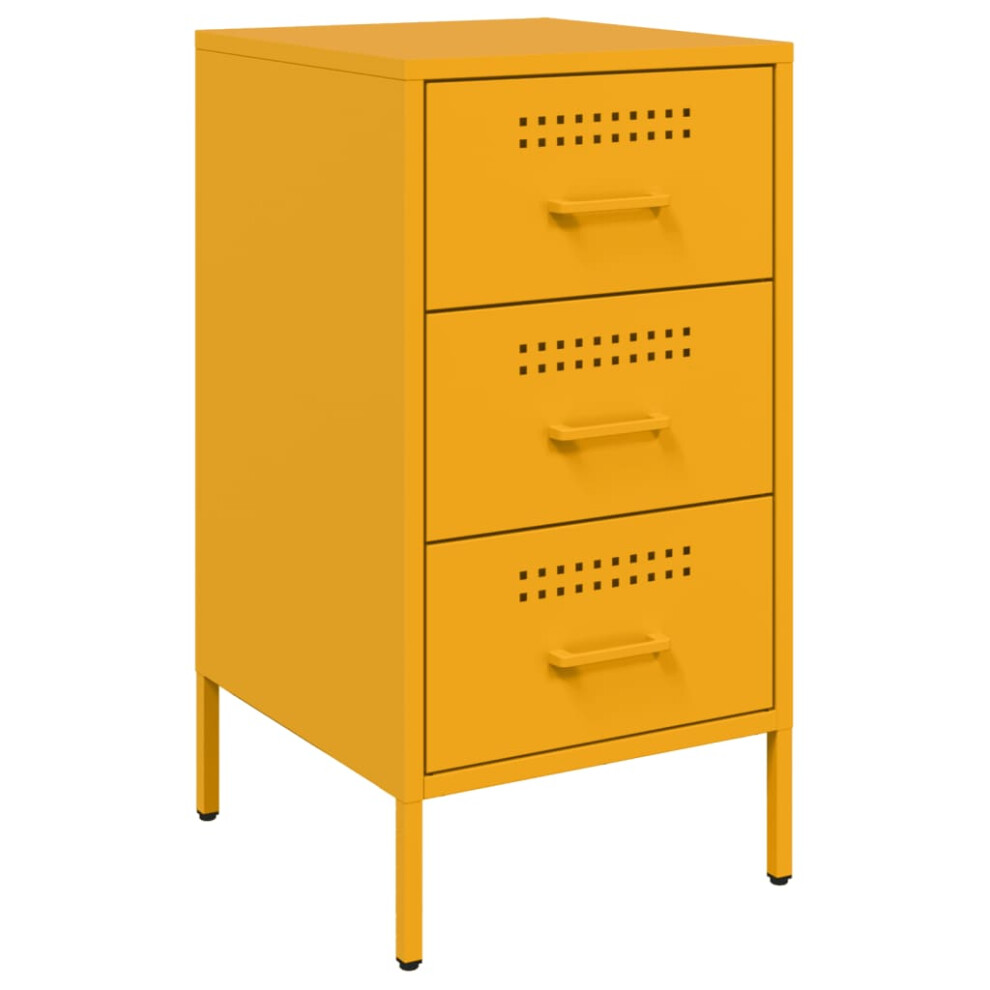 vidaXL Bedside Cabinet Nightstand Bed Table Side Table Mustard Yellow Steel