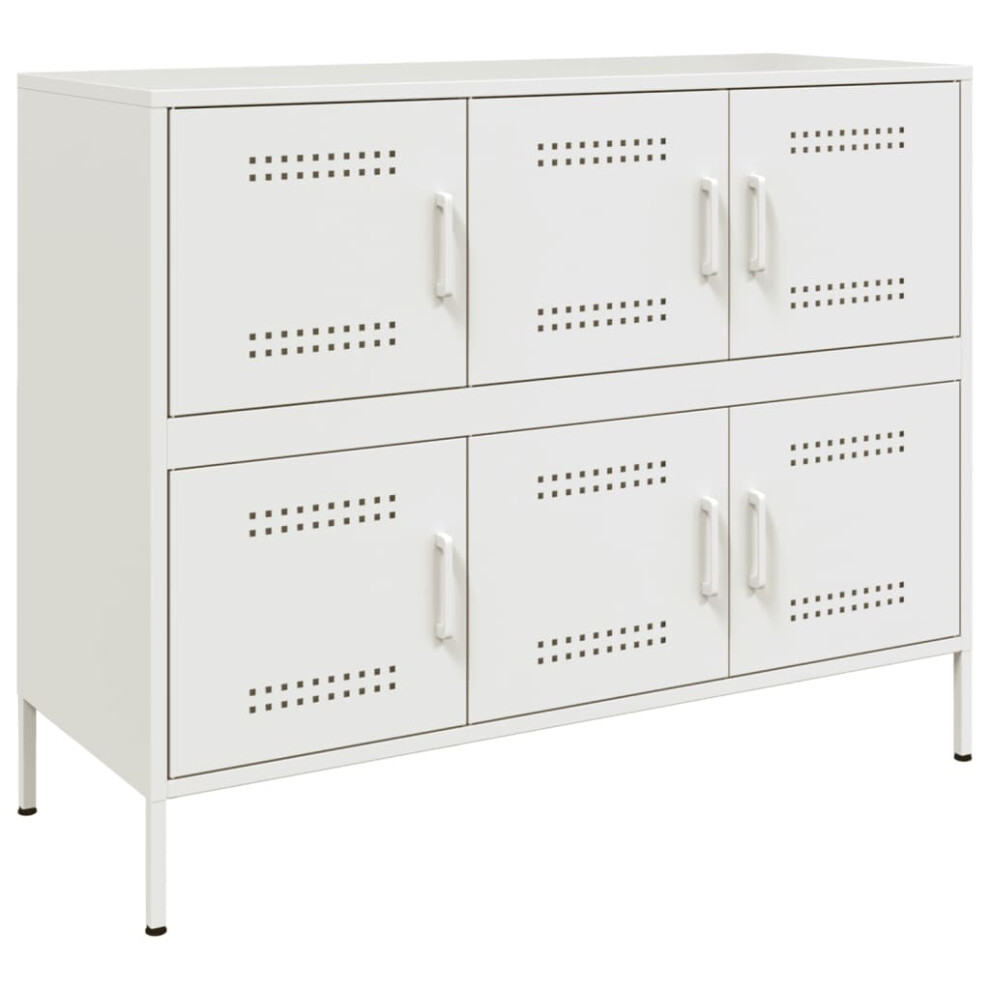 vidaXL Sideboard Storage Cupboard Cabinet Highboard White Cold-rolled Steel