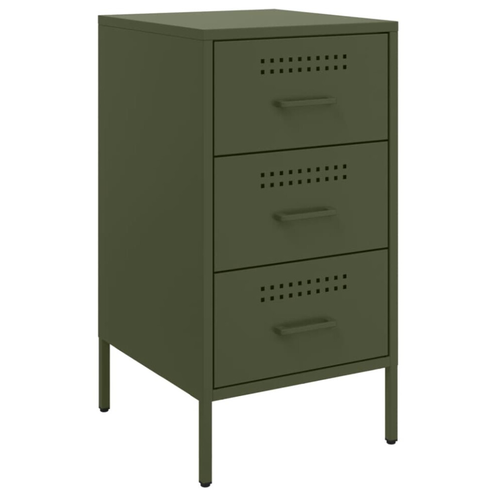 vidaXL Bedside Cabinet Bed Cabinet Nightstand Olive Green Cold-rolled Steel