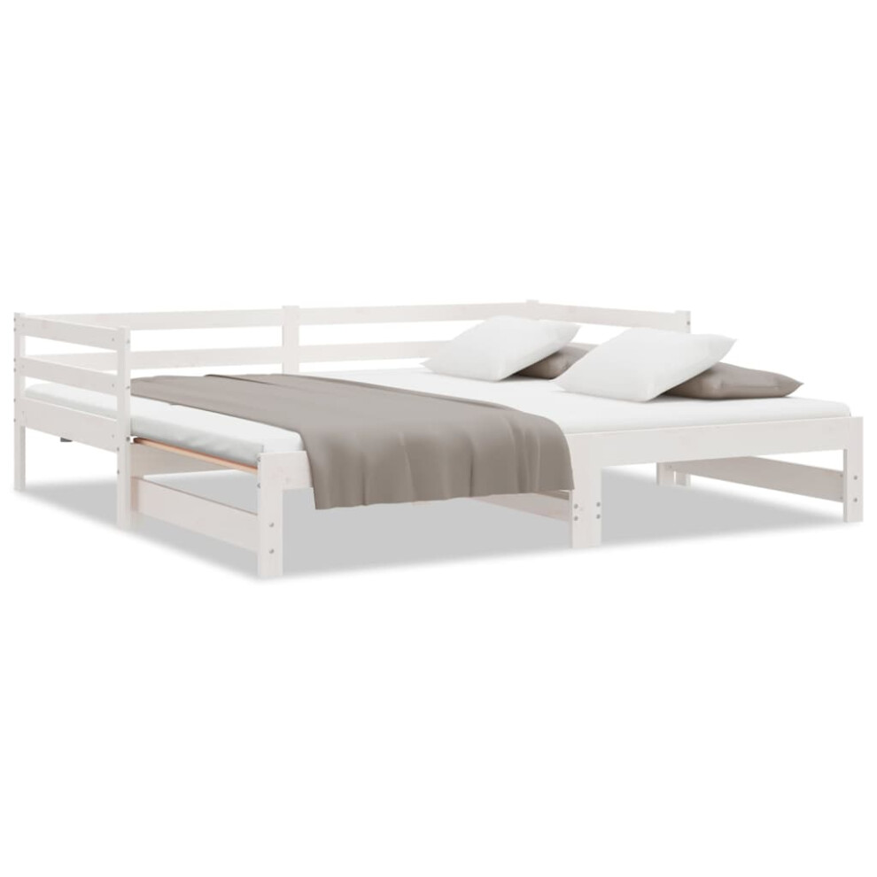 vidaXL Daybed with Trundle Sofa Bed Guest Bed White 90x200 cm Solid Wood Pine