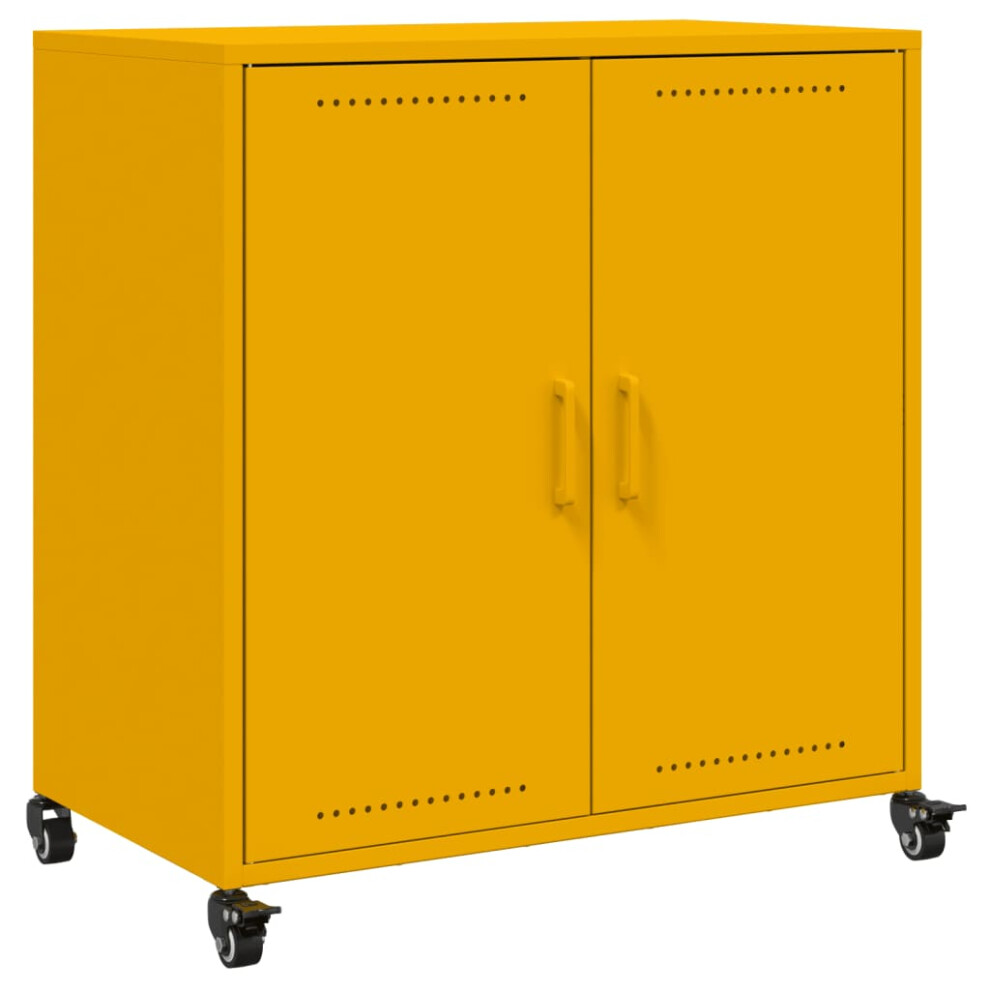 vidaXL Sideboard Cupboard Cabinet Highboard Mustard Yellow Cold-rolled Steel