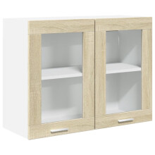 vidaXL Hanging Glass Cabinet - Sonoma Oak Engineered Wood, Wall-Mounted, 80x31x60 cm, Glass Door, 60 kg Max Load