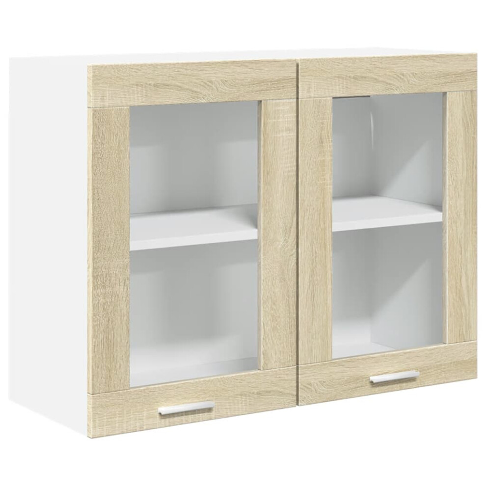 vidaXL Hanging Glass Cabinet Wall Mounted Cabinet Sonoma Oak Engineered Wood