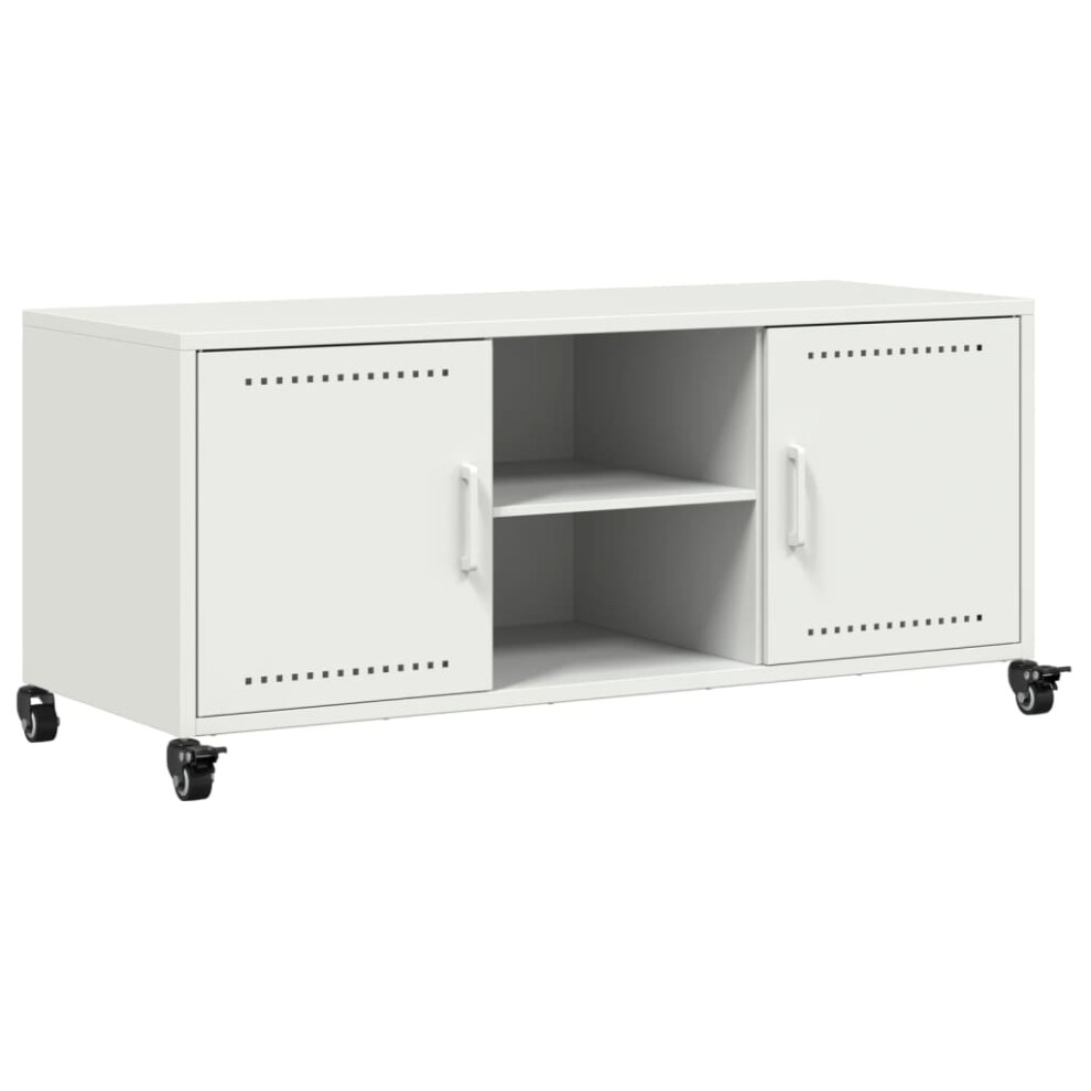 vidaXL TV Cabinet TV Stand TV Unit Media HiFi Cabinet White Cold-rolled Steel