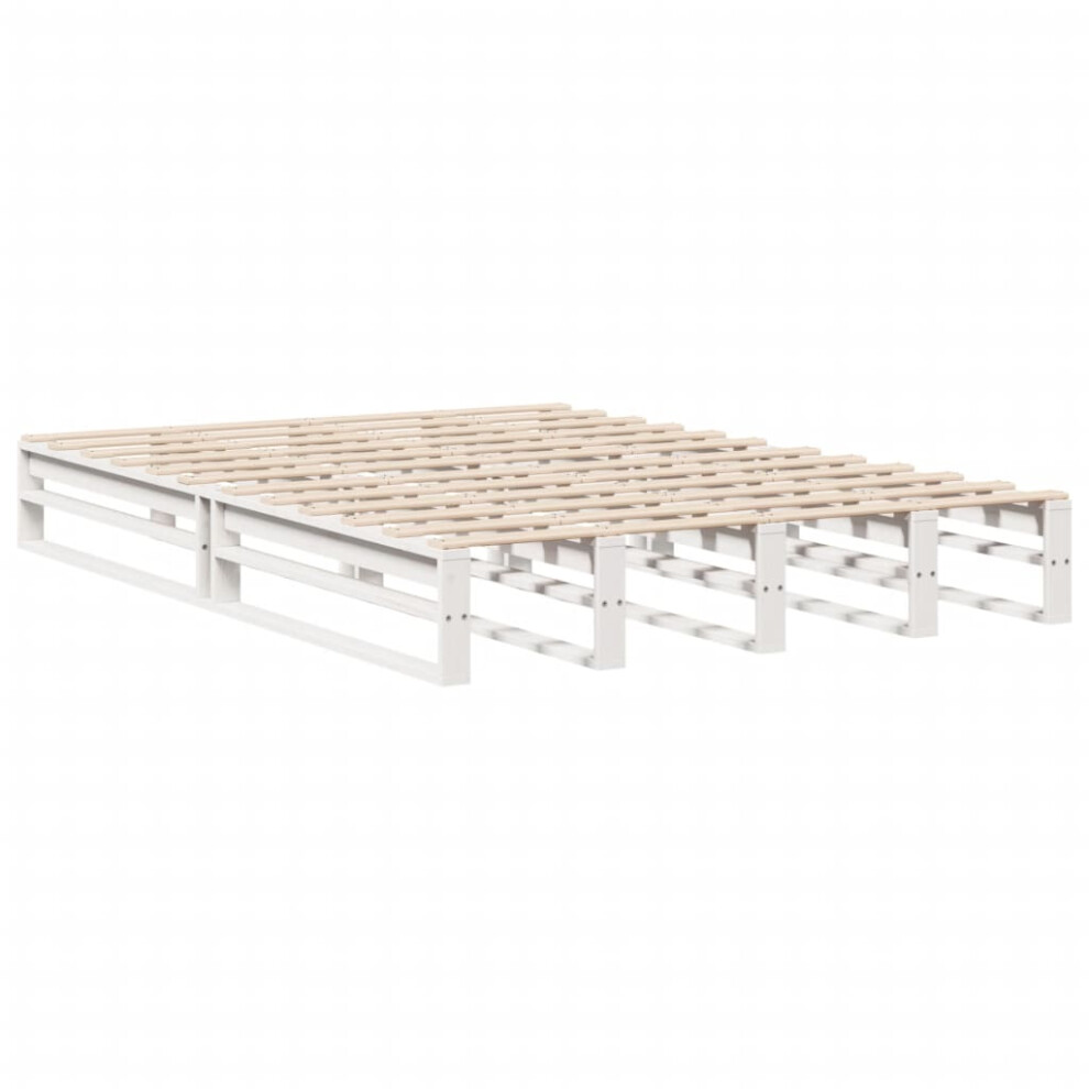 vidaXL Bed Frame Home Bed Base White 120x190 cm Small Double Solid Wood Pine