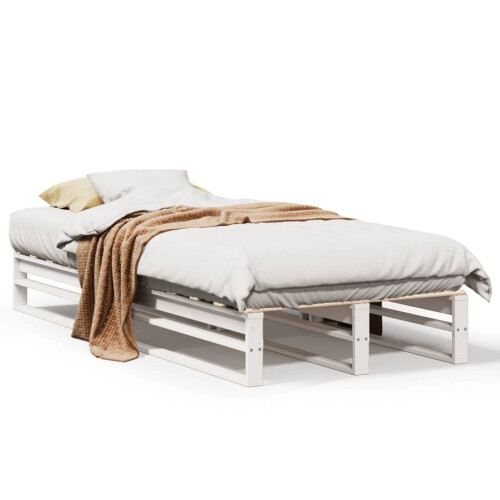 VidaXL vidaXL Bed Frame Home Bed Base White 75x190 cm Small Single Solid Wood Pine