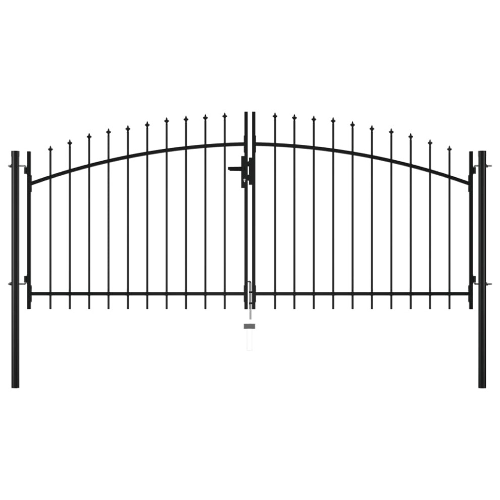 vidaXL Double Door Fence Gate with Spear Top 300x150cm Yard Walk-through Doors