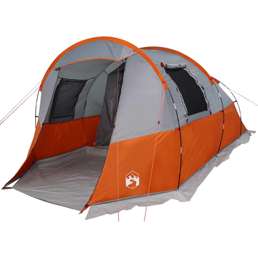 vidaXL Camping Tent Tunnel 4-Person Lightweight Tent Grey & Orange Waterproof