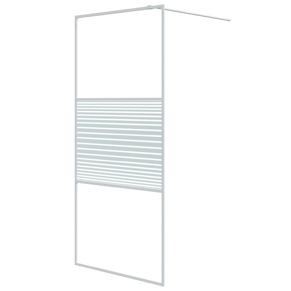 vidaXL Walk-in Shower Wall White 90x195 cm Clear ESG Glass Shower Enclosure