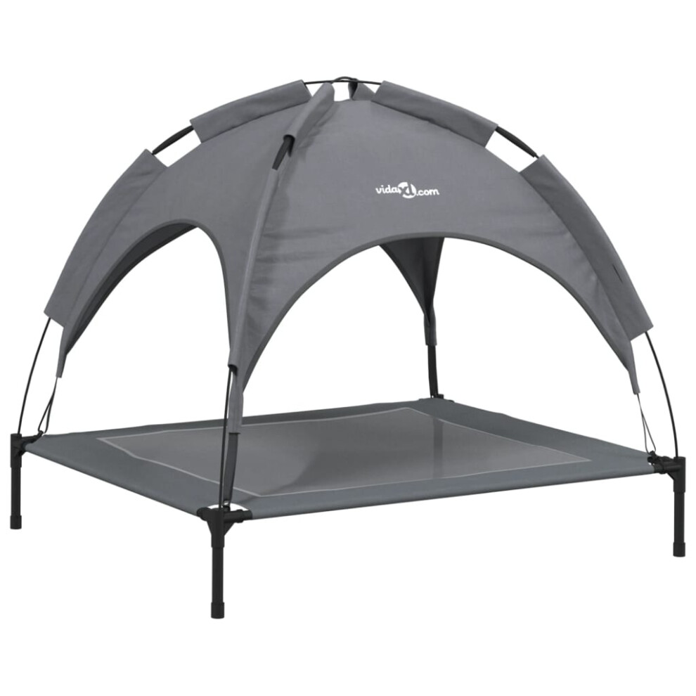 Vidaxl Dog Bed With Canopy Elevated Dog Cot Oxford Fabric And Steel Anthracite