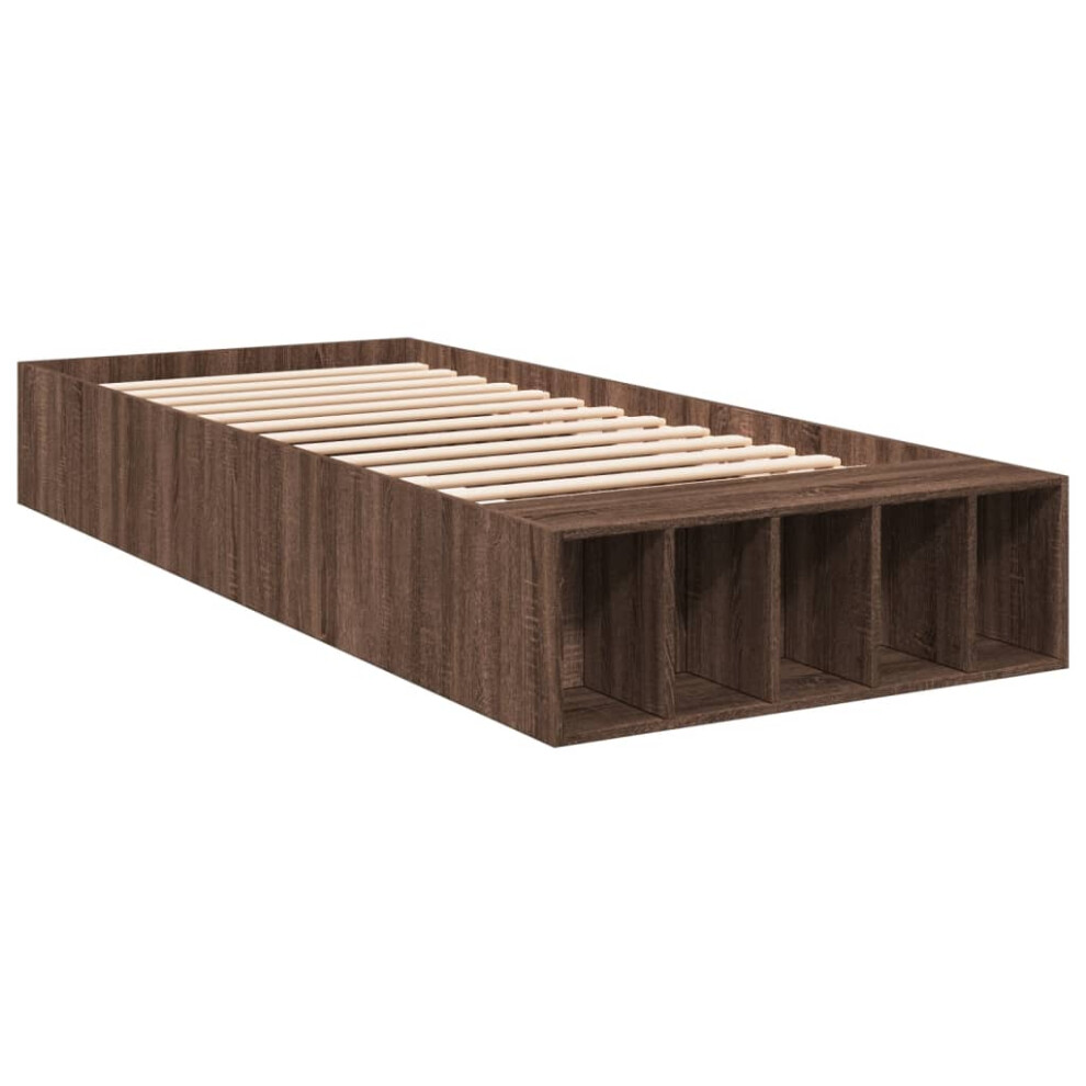 vidaXL Bed Frame Home Bed Base Bedstead Brown Oak 90x200 cm Engineered Wood