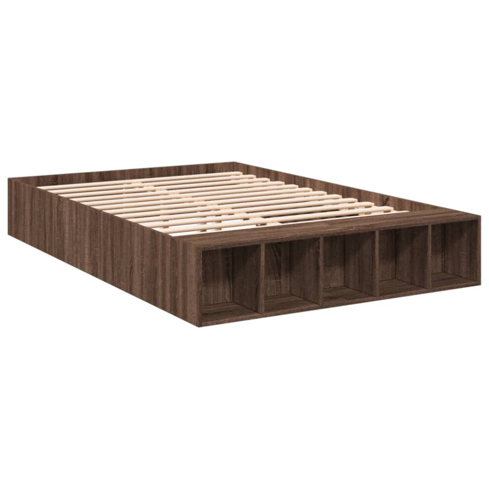 vidaXL Bed Frame Bed Base Brown Oak 120x190 cm Small Double Engineered Wood