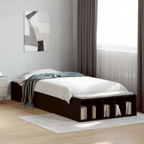 VidaXL vidaXL Bed Frame Home Bed Base Bedstead Black 90x190 cm Single Engineered Wood 2