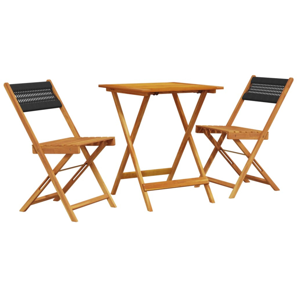 New Vidaxl Bistro Set 3 Piece Outdoor Bar Set Polypropylene And Solid Wood Black