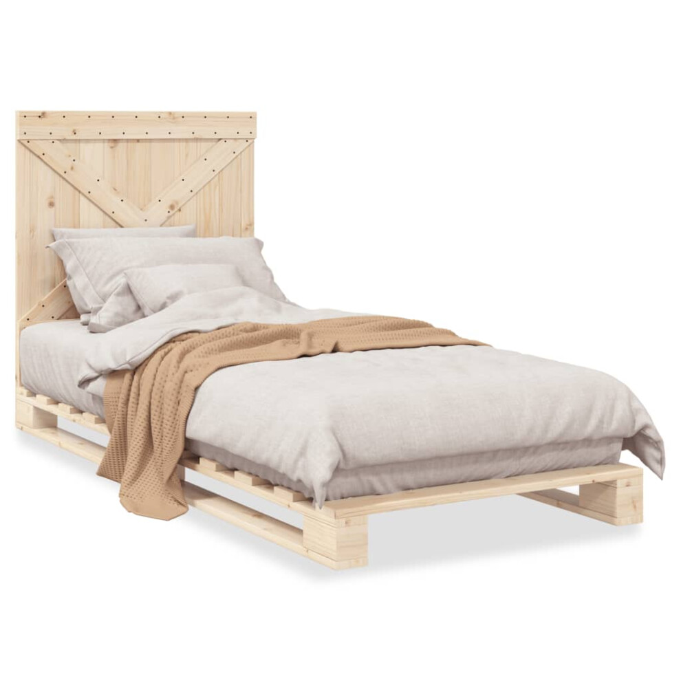 vidaXL Bed Frame with Headboard Bed Base Bedstead 90x200 cm Solid Wood Pine