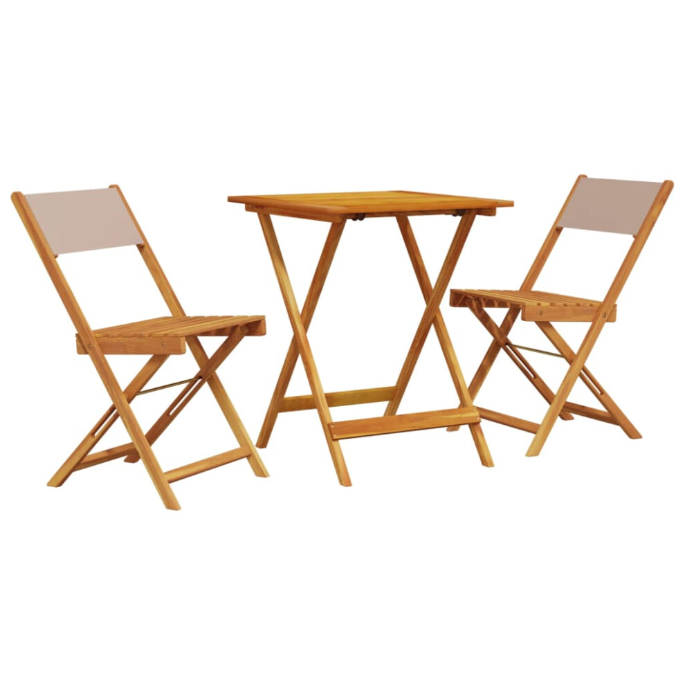 Vidaxl Bistro Set 3 Piece Bar Set Balcony Set Taupe Fabric And Solid Wood