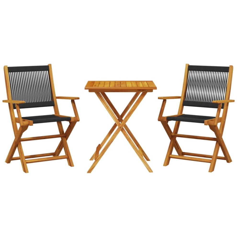 Vidaxl Bistro Set 3 Piece Outdoor Bar Set Black Polypropylene And Solid Wood