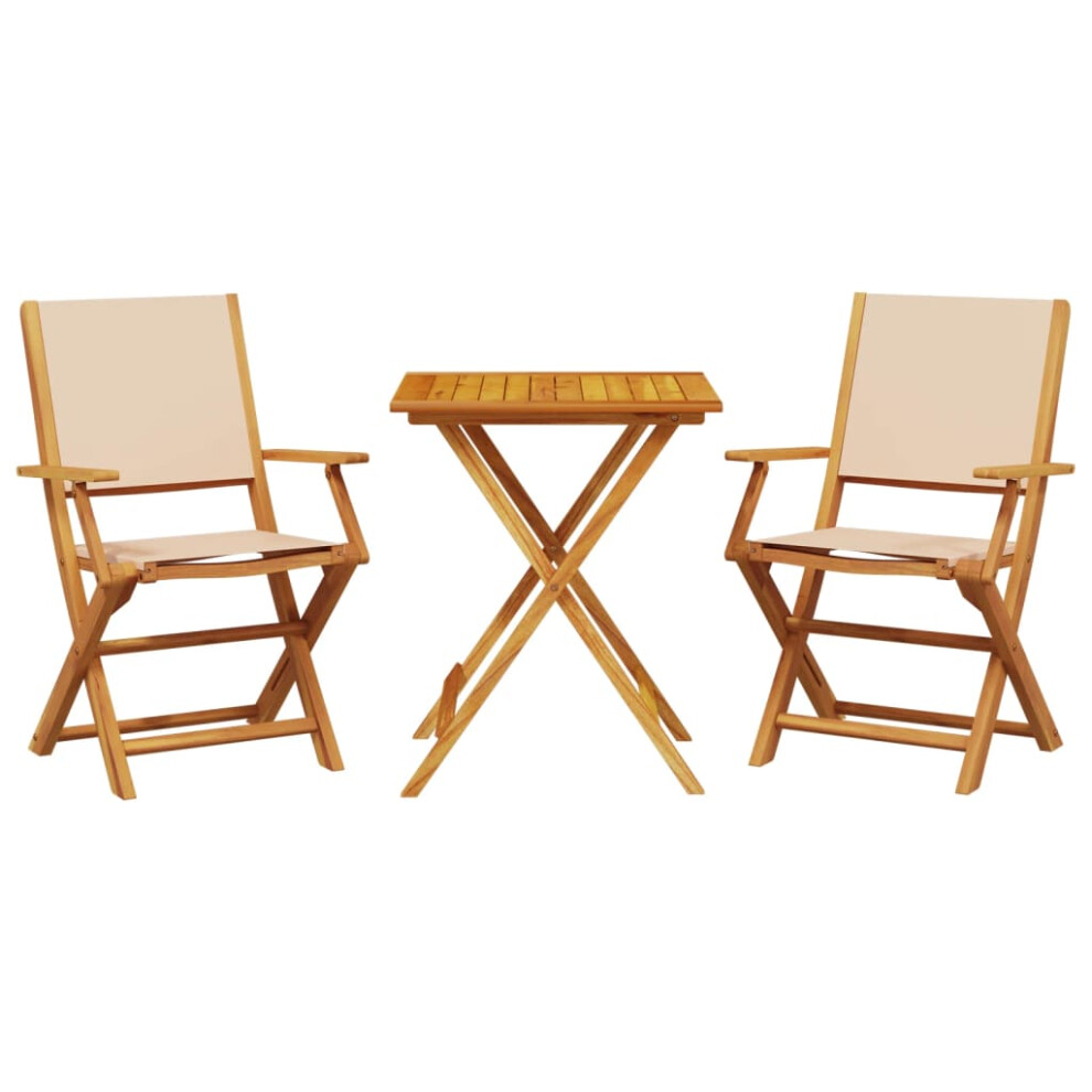 vidaXL Bistro Set 3 Piece Bar Set Balcony set Beige Fabric and Solid Wood