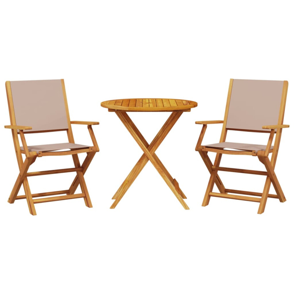 Vidaxl Bistro Set 3 Piece Bar Set Balcony Set Taupe Fabric And Solid Wood