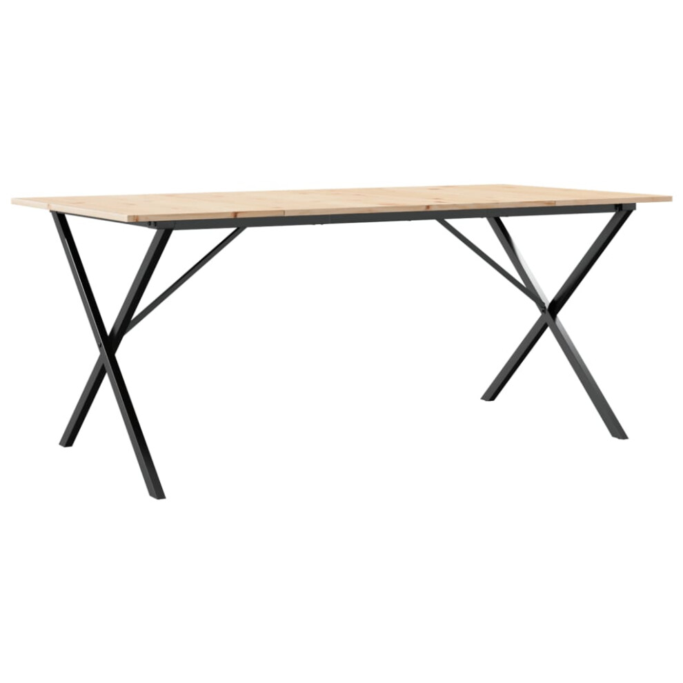 vidaXL Dining Table X-Frame Solid Wood Pine and Steel - Image 3